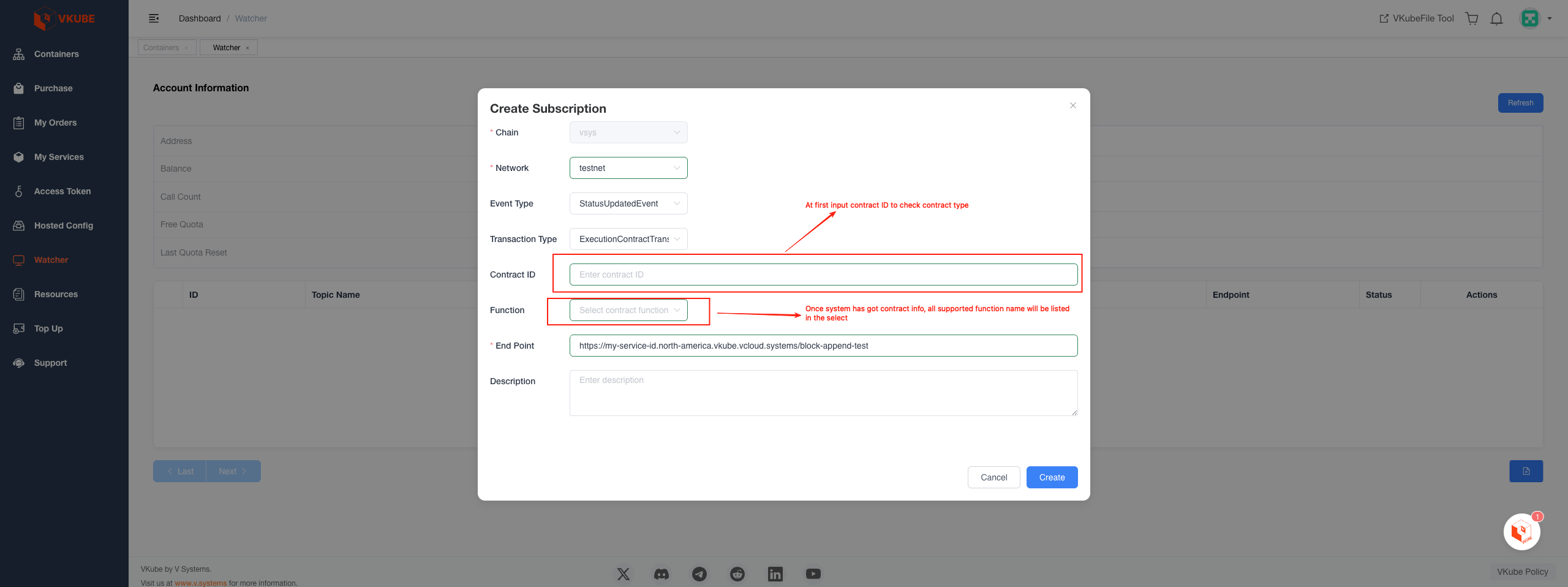 sub contract: Input ID